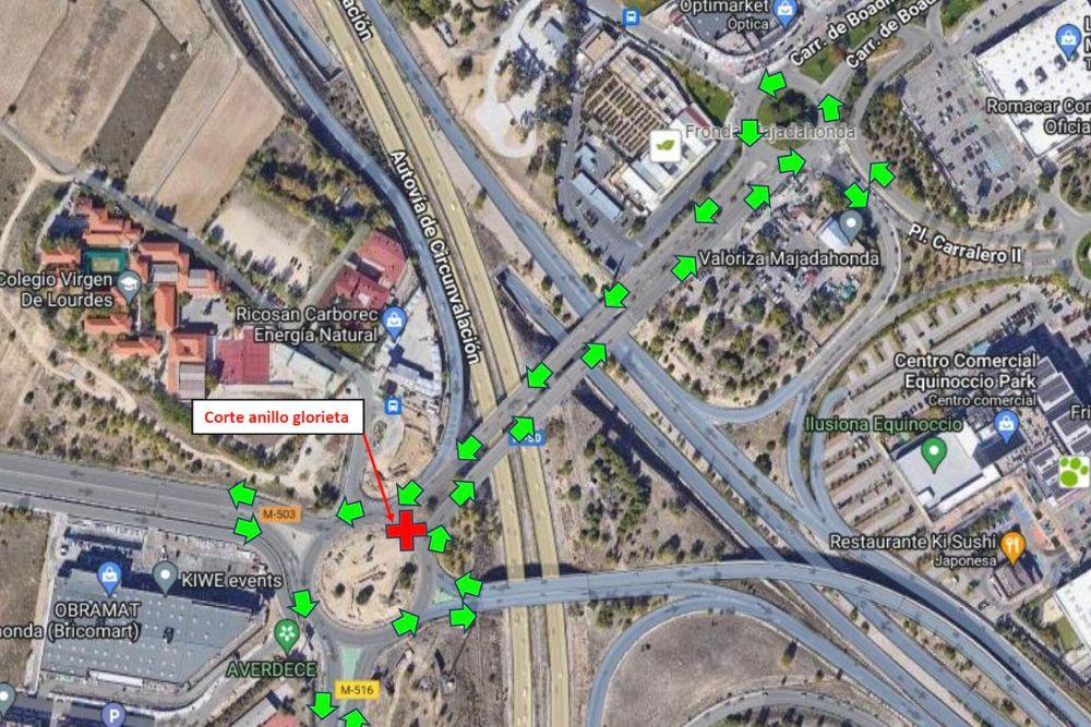 Imagen Las rotondas del puente sobre la M50 modifican su circulación debido una nueva fase de la obra de la pasarela de Roza Martín